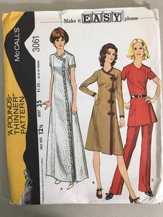 two women's dresses and one woman's blouse sewing pattern