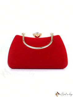 BirdinBag - Compact Faux Pearl & Flower Box Bag with Clip Top Elegant Square Cosmetic Bag For Everyday Use, Elegant Square Cosmetic Bag For Daily Use, Event Bag With Detachable Handle And Rectangular Shape, Formal Clutch With Detachable Handle, Rectangular Event Bag With Detachable Handle, Elegant Red Pouch Box Bag, Rectangular Event Bag With Removable Pouch, Red Evening Shoulder Bag, Elegant Rectangular Cosmetic Bag With Detachable Handle