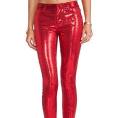 Wildfox Couture Raquel Sequin Skinny Jeans Msrp $425 Size: 24 Color: Red Brand New With Tags Attached, 100% Authentic Description Glamour At It's Finest. Rayon Blend. Mid Rise, 11 In The Knee Narrows To 9 At The Leg Opening. Faux Front Pockets. Sequined Throughout. Super Soft Stretch Lining. Top Quality Construction Makes Them Tough Enough To Handle What You Can.Put Them Through. Color: Red Glamorous Red Sequined Bottoms, Glamorous Red Bottoms For Party Season, Glamorous Fitted Red Bottoms, Elegant Red Bottoms For Festive Season, Red Sequined Bottoms For Party Season, Fitted Red Bottoms For Holiday, Red Sequined Bottoms For Night Out, Fitted Red Bottoms For Festive Occasions, Festive Fitted Red Bottoms