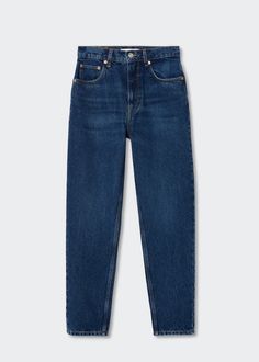 Jeans mom de cintura alta - Mulher | Mango Portugal Jean Azul, Ankle Braces, Jeans Mom, Garment Labels, Denim Style, Denim Fashion, Straight Jeans, Levi Jeans