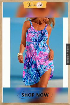 New Boho Nature Scenery Sexy Women Beach Blue Dress Print Off Shoulder Sleeveless Sundress Summer Holiday Beachwear Night Dresse Tropical Multicolor Sleeveless Dress For The Beach, Tropical Multicolor Sleeveless Dress For Beach, Tropical Multicolor Sleeveless Beach Dress, Blue Spaghetti Strap Dress For Vacation, Tropical Sleeveless Swimwear For Vacation, Tropical Sleeveless Sundress For Beach Party, Blue Sleeveless Beach Dress For Vacation, Pink Sleeveless Tropical Sundress, Pink Sleeveless Dress For Beach Vacation