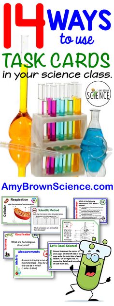 four different science experiments with text that says 4 ways to use task cards in your science class