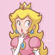 the princess peach is wearing a tiara and holding her hand up to her mouth