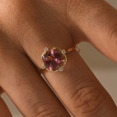 "Antique Pink Tourmaline Ring 14k Rose Gold,Cushion Engagement Ring,October Wedding Ring,Diamond Accented,Art Deco Proposal Ring,Gift for Her ★ ★ ★  CUSTOM/DUTY-FREE SHIPPING WORLDWIDE, BUYERS DON'T HAVE TO PAY ANY CUSTOM FEES WHILE IMPORTING ★ ★ ★ ★  Details ★ Made to order Material: 14k/18k gold Color Options: Yellow Gold, White Gold, Rose Gold ★ Center Stone Pink Tourmaline, Cushion Size: 8mm Approx Weight (Ct): 2.8 ★ Accent Stones Diamond/Moissanite Round Size: 1.6 mm * 4 No.s Approx Weight (Ct): 0.14 ★ 100% Natural Diamond and Gemstones ★ Diamond: Round Brilliant cut, G-H Color, SI Clarity ☂ Shipped with Insured Shipping within 4-7 business days. ➦ 100% Free Returns. ➦ Our Jewelry comes with a Lifetime Warranty. (Stone Replacement not included) ✈ We offer free EXPRESS shipping across Rose Gold Topaz Ring With Accent Stones, Fine Jewelry Rose Gold Topaz Ring With Accent Stones, Sapphire Ring With Halo Setting, Pink Gold Round Diamond Ring, Pink Gold Morganite Rings With Accent Stones, Round Pink Gold Diamond Ring, Morganite Pink Gold Rings With Accent Stones, Fine Jewelry Rose Gold Topaz Ring With Prong Setting, Pink Gold Halo Setting Ring