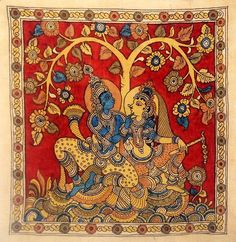 Krishna Sitting, Kalamkari Design, Phad Painting, 3d Relief Art, Tantra Art