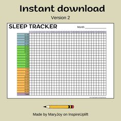 the instant sleep tracker is shown with a pencil in front of it and an image of a