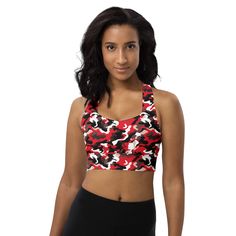 **LADIES: For sizing reference, I am a 38DDD/40DD. The size Large fits me tight, and the XL is a tad loose, depending on where I am with my monthly cycle. Upgrade your activewear with this All-Over-Print Longline Sports Bra! 🏋️♀️ Designed for intense workouts and chic streetwear, it offers premium support and style. Perfect for yoga, running, cycling, and more, this sports bra pairs seamlessly with matching leggings. Enjoy the super-soft compression fabric that hugs your body and keeps you secure during medium to high-intensity workouts. With over 300 vibrant designs, you'll stand out in any gym or outdoor setting. Key features:   👚 **74% recycled polyester, 26% elastane**   💪 **Double-layered front** for extra support   🌞 **UPF 50 for sun protection   👙 **Removable padding** and mesh Moisture-wicking Technical Sports Bra With Medium Support, Technical Moisture-wicking Medium Support Sports Bra, Red Activewear With Built-in Bra And Medium Support, Multicolor Fitted Moisture-wicking Sports Bra, Sporty Multicolor Moisture-wicking Sports Bra, Gym Bra, Athleisure Trend, Sport Bra, Matching Leggings