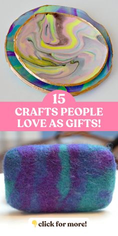 some crafts that are made with different colors and shapes, including the words craft's people love as gifts