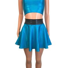 Blue Stretch Skirt With Wide Waistband, Fitted Blue Skort For Cheerleading, Fitted Blue Bottoms For Cheerleading, Blue Fitted Bottoms For Cheerleading, Fitted Blue Bottoms For Costume Party, Blue Fitted Skirt For Cosplay, Fitted Blue Skirt For Cosplay, Fitted Mini Skirt For Summer Cosplay, Fitted Cheerleading Mini Skirt