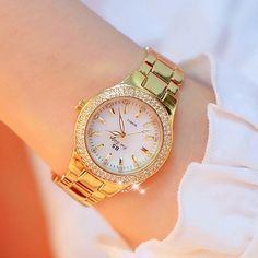 Color: gold Women's Dress Watches, Diamond Watches Women, Rhinestone Watches, Gold Watches Women, Rose Gold Quartz, Watches Women, Crystal Watches, Womens Watches Luxury, Watch Women