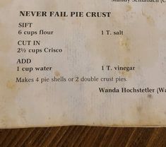 an old recipe book with instructions on how to make pizza crusts and what to put in it