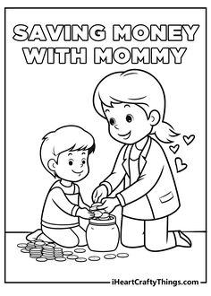 Money Coloring Pages Money Coloring Pages, Master Baths, Luxury Bathroom Master Baths, Bathroom Master, Different Kinds Of Art, Money Jars, Homeschool Kids