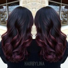 Beautiful Ombre (Black to Dark Red) Attractive Hairstyles, Thanksgiving Hairstyles, Halloween Hairstyles, Hair Color Burgundy, Red Highlights, Girls Halloween, Burgundy Hair, Trendy Hair Color, Hair Color Highlights