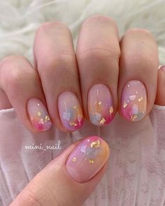 Manicure Nail Designs 2023, Hand Painted Nail Designs Summer, Macbook Case Ideas Aesthetic, Fun Manicure Ideas For Short Nails, Nail Flakes Design, Nail Art Blue Pastel, Encapsulated Nails Flowers, Watercolor Nails, Gel French Manicure