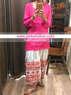 Shop Online in USA Embroidered Kurta Pair it with White Embroidered Patiala Salwar. Buy Online 📲www.pinkphulkari.com Suits Design, Embroidery Suits Design, Embroidery Suits, Buy Online, Digital Prints, Embroidery, White, Design