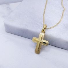 A unique Greece baptism cross for man from 14k  or 18k Solid Yellow Gold. Two-level unisex cross with matte finish and gloss - glossy additional cross. Α cross that will accompany him  throughout the life and  will be a symbol of love and protection. Α wonderful baptismal cross for baby boys. Furthermore a timeless piece of jewelry for yourself and your loved one Handmade in Greece in our laboratory in Sparta. -It can be personalized by engraning on the back side of the cross a name or a date- D Boys Cross Necklace, Greek Orthodox Baptism, Orthodox Cross, 14k Yellow Gold Necklace, Boy Baptism, Gold Cross Necklace, Gold Cross Pendant, Cross Jewelry, Gold Cross