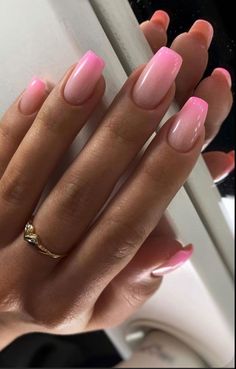 Ombre Pink Short Nails, Nail Ideas Short Ombre, Very Short Pink Nails Designs, Neon Pink Ombre Nails Short, Sns Ideas Nails, Short Nails Ombre Ideas, Pink Tip Ombre Nails, Neon Ombre Nails Short, Pink On Pink Ombre Nails