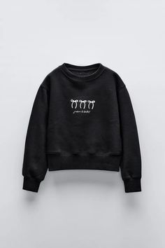 SWEATSHIRT WITH TEXT AND BOWS - Black | ZARA United States