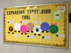 a bulletin board with an expanding expression on it