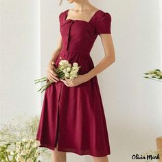 Olivia Mark - Singapore Wine Red Split Hem Dress Casual Dress Split Hem Dress, Bubble Sleeve, White Maxi, White Maxi Dresses, Pencil Dress, Hem Dress, Split Hem, Types Of Skirts, Wine Red