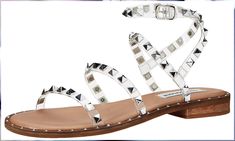 Steve Madden Women's Travel Flat Sandal Steve Madden Travel Sandal, Comfortable Walking Sandals, Studded Gladiator Sandals, Travel Flats, Travel Sandals, Clear Sandals, Expensive Shoes, Embellished Sandals