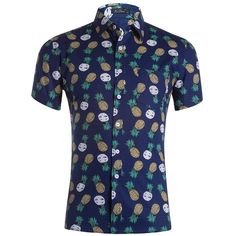 Men's Beach Hawaiian Shirt Button Down Casual Short Sleeve T-Shirt Tropical Floral Coconut Tree Print Aloha Mens Shirts Hawaiian Fashion, Tropical Fashion, Pineapple Coconut, Hawaiian Beaches, Men Beach, Coconut Tree, Men Summer, Summer Prints, Tropical Floral