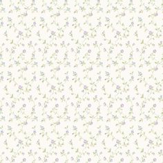 a white wallpaper with blue and purple flowers on the bottom half of it,