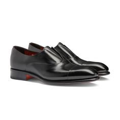 Luxury Slip-on Leather Shoes For Business, Formal Lace-up Shoes With Rubber Sole And Plain Toe, Luxury Slip-on Dress Shoes For Semi-formal Occasions, Business Leather Slip-on Shoes With Rubber Sole, Semi-formal Calf Leather Dress Shoes With Round Toe, Semi-formal Lace-up Shoes With Rubber Sole And Almond Toe, Luxury Black Slip-on Oxfords, Luxury Formal Lace-up Shoes With Leather Sole, Luxury Semi-formal Tassel Loafers With Rubber Sole