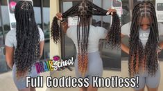 how long does it take to do boho knotless braids Goddess Knotless Braids, Goddess Knotless, Cornrows For Girls, Braids Step By Step, Boho Knotless Braids, Boho Knotless