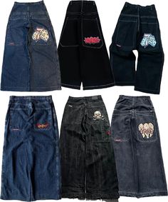 Season : All seasonThickness : regular Age : JUNIORStyle : Casual Jeans Style : Wide leg pants Fit Type : LOOSE Fabric Type : Cotton denim Decoration : Pockets Waist Type : high Closure Type : button fly Length : Ankle-Length Pants Material : COTTON Gender : WOMENItem Type : JEANSElasticity : Slight Strech Retro Skull Pattern Embroidered Loose Jeans 2024 JNCO Jeans Y2K Harajuku Black Pants Men's and Women's Gothic High Waist Pants Size :S Waist:78cm Hips:108cm Length:104cm slack bottom:50cm M Jeans Ideas, Wide Leg Pants Outfit, Y2k Harajuku, Jnco Jeans, Denim Decor, Baggy Clothes, Outfit Inspo Casual, Skull Pattern