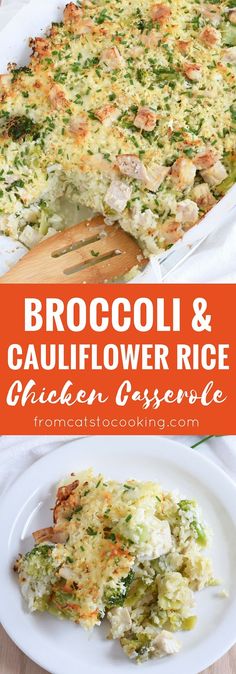 broccoli and cauliflower rice casserole on a plate