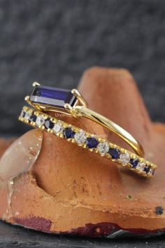 Blue Sapphire Baguette Ring, Baguette Sapphire Ring, Alternate Diamond Eternity Ring, Bridal Ring Set, UncommonJewelsIN, Women's Day Sale Sapphire Baguette Ring, Anniversary Ring Set, Diamond Eternity Ring, Baguette Ring, Sapphire Diamond Ring, Birthstone Gifts, Eternity Ring Diamond, Bridal Ring Set