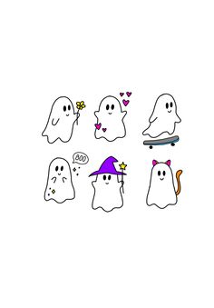 the ghost stickers are all different shapes and sizes