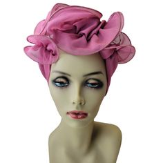 Womens Unique Turban Head Scarf - Custom Made And Hand Made This Dark Rosy Lilac Colored Turbanista Is Absolutely Gorgeous, Different And Fabulous! A Must Have For The Bold And Confident Socialite Women, For Singers And Performers , For Those Who Love To Flaunt Their Fashion Styles Very Versatile For Any Occasion- From Everyday Wear To Fashionable Events. This Turbanista Can Be Worn In Many Different Ways, As Depicted In The Pictures Can Be Worn As A Full Or Partial Head Covering. Some Also Pref Head Turban, Pageant Hair, Pompom Scarf, Silk Scarf Painting, Turban Headwrap, Pink Gowns, Flower Crowns, Green Floral Dress, Long Sleeve Blouse Pattern