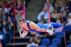 a man is doing tricks on the rings