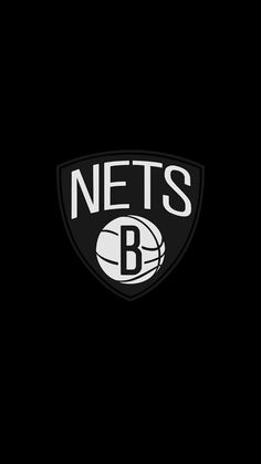 the brooklyn nets logo is shown on a black background with white letters and a basketball ball