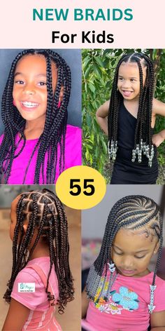 Braids For Biracial Kids, Kids Summer Braided Hairstyles, Preteen Braided Hairstyles Kids, Cornrolls Hairstyles Braids For Kids, Braids Hairstyles Ideas For School, Cornrows Kids Girl Hairstyles, Simple Girl Braids Hairstyles Kids Black, Mixed Girl Braids Kids, Natural Braid Styles For Little Black Girls Kids