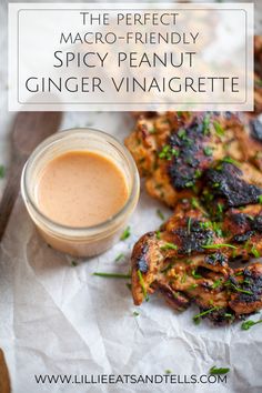 the perfect macro - friendly spicy peanut ginger vinaigrette is made with just 3 ingredients