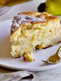 a piece of cake sitting on top of a white plate