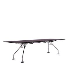 a rectangular table with four legs and a black top on an isolated white background for display or montage