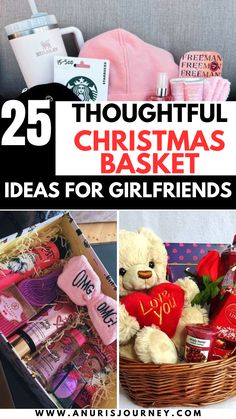 Christmas basket gift ideas for girlfriends Girlfriend Gift Basket, Christmas Basket Ideas, Christmas Basket Gift Ideas, Gift Ideas For Girlfriends, Thanksgiving Gift Basket, Movie Night Basket, Ideas For Your Girlfriend, Basket Gift Ideas, Christmas Gift Hampers