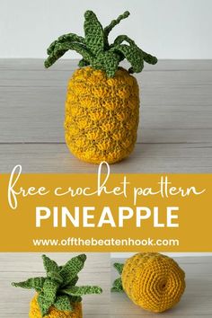 a crocheted pineapple is shown with the words free crochet pattern