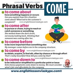 an english poster with the words phrasal verbs come