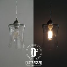 two different types of lights hanging from the ceiling