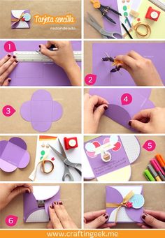 how to make a paper flower with scissors and glue on the outside, step by step instructions