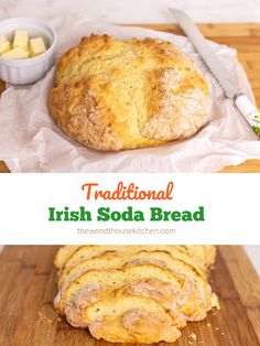 traditional irish soda bread on a cutting board