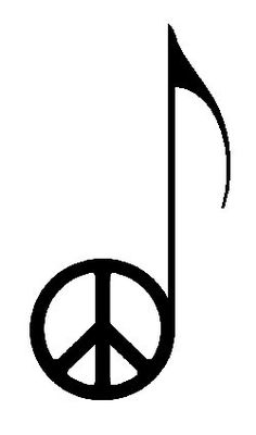 a peace sign with a music note in the middle