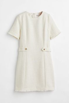 Wool-blend bouclé dress | H&M (UK, MY, IN, SG, PH, TW, HK, KR) Aesthetic Lookbook, Floaty Maxi Dress, Flower Pants, Casual Frocks, Dressing Ideas, Little White Dress