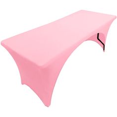 a long pink table with black legs