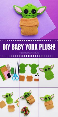 the instructions for how to make baby yoda plushies are shown in this video